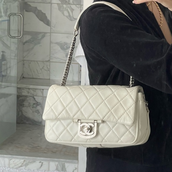 CHANEL Handbags - White Chanel Medium Flap Bag